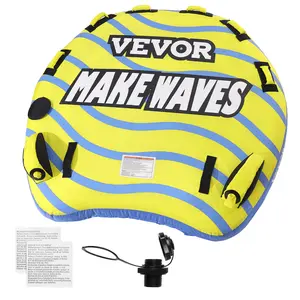 VEVOR Towable Tube for Boating,  1-3 Riders Inflatable Towable Tube with Bumper Fins, 510 lbs Water Sport Towable Tubes for Boats to Pull, Full Nylon Cover, EVA Grab Handles and Speed Safety Valve