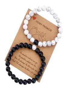 2pcs/set Unisex Simple Style Beaded Bracelet with Turquoise Texture Design, Casual Trendy Beaded Bracelet, Fashionable Jewelry for Women & Men, Exquisite Bracelet, High Quality Bracelet, Premium Bracelet