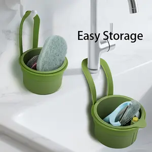 Detachable Hanging Sink Filter Basket | One-Touch Press Kitchen Strainer | No Mess Food Residue Filter | Sponge, Dish Cloth & Soap Drain Rack | Multifunctional Organizer for Kitchen, Bathroom & RV | Food Non-Contact Design Kitchenware
