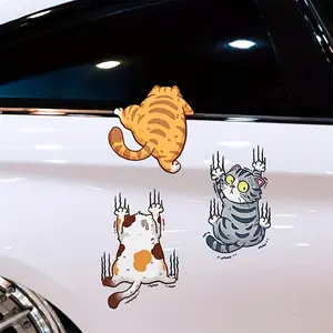 Large Vinyl Car Sticker, Three Cats Scratch Cover Funny Bumper Decal For Auto, Truck, Motorcycle, Wall, Window