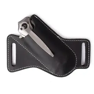 Adults' 1pc Compact Leather Anti-Scratch Open-Front Storage Sheath - Folding Tool Holder with Waist Belt Clip for Camping Pocket Tool Packs, Survival Gear