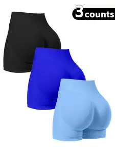 Women's High-Waisted Seamless Sculpting Smooth Butt-Lifting Shapewear Shorts, 3-Pack Comfortable Elastic Design, Perfect for Daily Wear, Tummy Control & Lifted Look