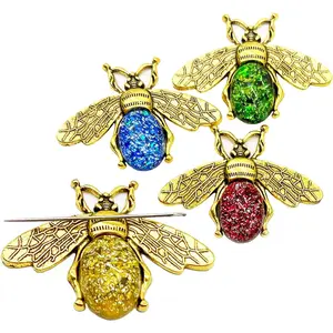 4pcs Bee Needle Minder for Cross Stitch - Strong Magnetic Needle Magnet for Embroidery & Quilting - Needle Keeper Sewing Accessories for Crafters, Quilters & Stitchers (4pcs Bee)