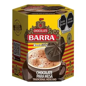 Chocolate Ibarra. Hot chocolate drink tablets. 6- 90 grams each tablet. Each box includes 6 tablets. Beverage Cocoa