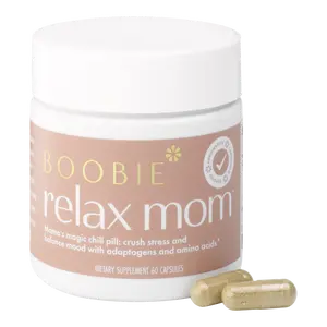 Boobie Relax Mom, Postpartum Stress Support Supplement | Breastfeeding Friendly Approved | Postnatal Mood and Energy Support for Women with Ashwagandha & L-Theanine, 60 Capsules