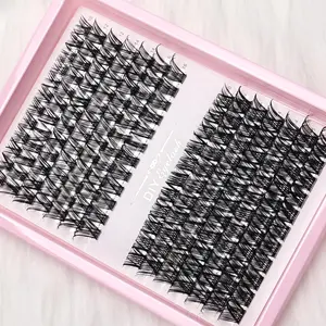 161pcs Cluster Lashes D Curl 10-16mm Mix Length Fluffy Wispy Individual Lashes Reusable DIY Eyelash for Beginners Fit All Eye Shapes Daily Party Wedding Makeup