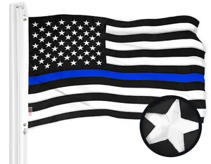 G128 Thin Blue Line Flag | 1x1.5 Ft | ToughWeave Series Embroidered 300D Polyester | Duty and Honor Flag, Embroidered Design, Indoor/Outdoor, Brass Grommets