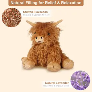 Heatable Coolable Highland Cow Plushie, Microwavable Heating Pad for Period Cramps  Pain, Lavender Scented Stress Relief Cow Plush, Gifts for Women