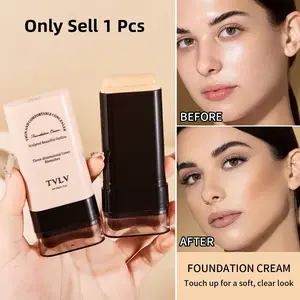 Concealer Foundation Stick, 2 in 1 Dual-Ended Long-Lasting Hydrating Moisturizing Concealer Stick with Brush, Full Coverage Matte Face Makeup, All Skin Types, Net:20g