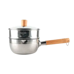 Milk Pot Stainless Steel Yukihira Pan Pot With Steamer and Lid 18cm