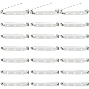 100 Pieces 45mm Silver Locking Clasp Bar Pin Backs for Crafts Brooch