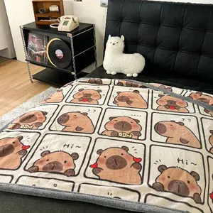 2025 New Thin blanket sofa cover bedding Cute Capybara print Autumn Winter warm comforter Home and decorationGift for kids, Kid Blanekt,Birthday Gift, Christmas Gift