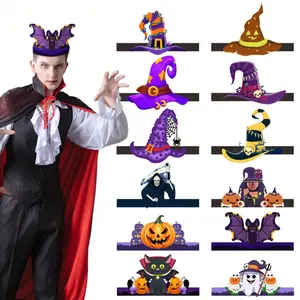 6/12pcs-Halloween Theme Party Decoration Crown Hat Halloween Party Dress Up Props Witch Hat Party Hat Wholesale Customization