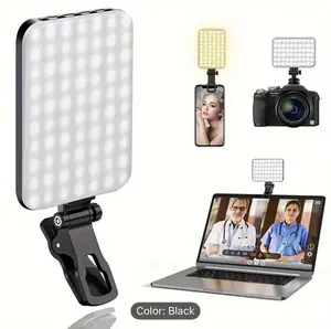 Rechargeable Clip-On LED Selfie Light, Compact Adjustable Cellphone Accessory, Portable Tech Accessory for Phones with Striped Monogram, Accessories