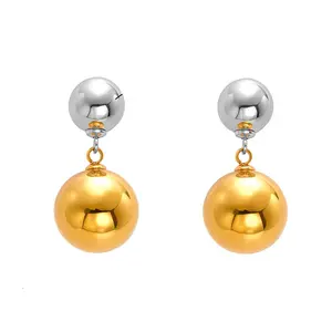 Mixed Metal Double Ball Earrings