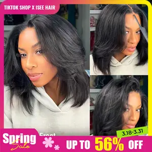 【Model Length=$84】ISEE HAIR Wear Go 9x6 Tpart Layered Cut Bob Yaki Straight Wig 180% & 250% Natural Black & Reddish Brown Deep Part Lace Glueless Wig #SpringStatements