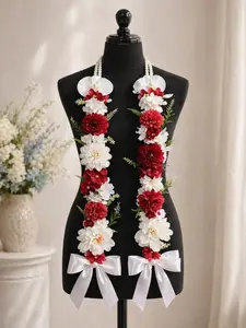 Custom Handmade Pink Floral Mix Pearl Bow Graduation Stole, Ribbon & Fabric Flower Lei, Custom Grad Sash, Unique Graduation Gift
