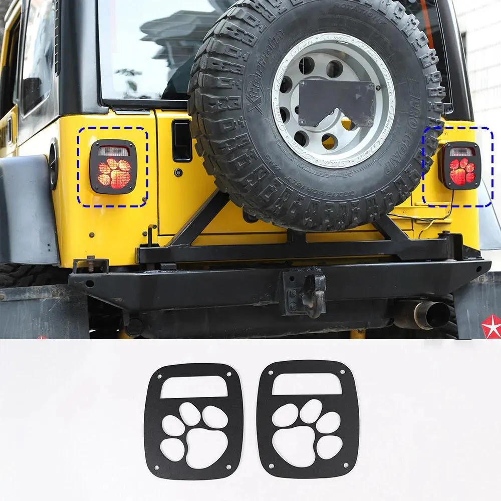 Rear Tail Light Guard for 1997-2006 Jeep Wrangler TJ Vehicle, 2-Piece Laser-Cut Exterior Taillight Cover with Rear Protection, Automotive Accessory