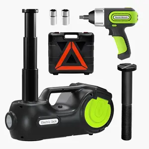 E-HEELP Electric Car Jack Kit 5Ton 12V Car Jack Hydraulic (Lifting Range: 6.1-20.86 inch) with Impact Wrench & Inflator for Car SUV Sedan MPV with LCD & Tire Pressure Display air pumps