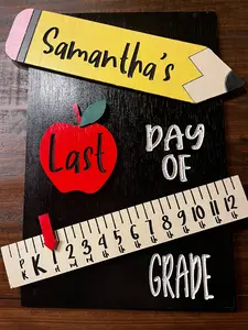 Magnetic First, 100th, and Last Day of School Sign with Customizable Child's Name and Interchangeable Grade