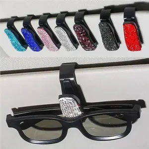 Car Sun Visor Glasses Holder, Rhinestone Decor Car Sun Visor Sunglasses Holder, Universal Car Interior Accessories for Women & Men