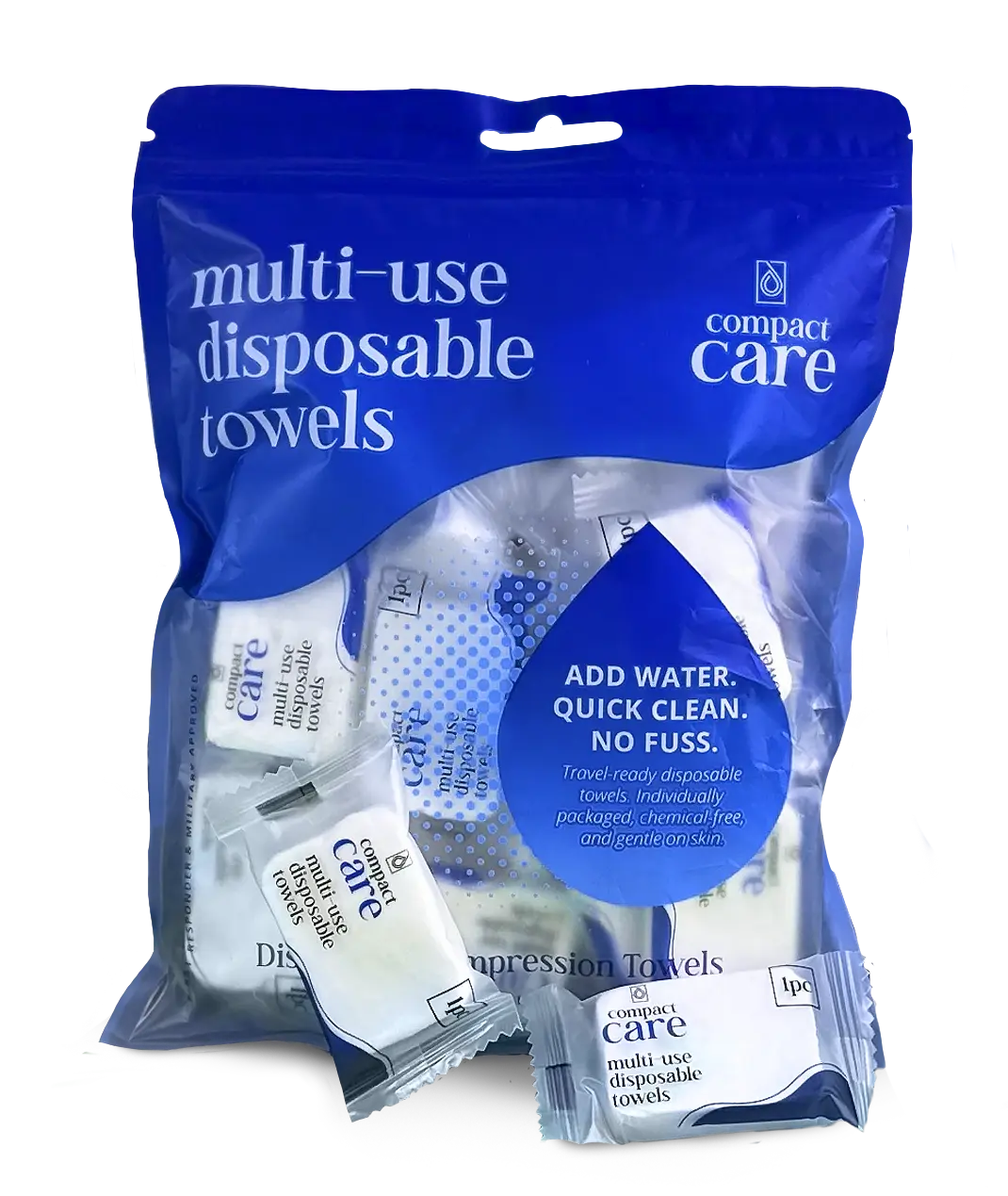 Compact Care Compressed Towels – 100% Cotton, Chemical-Free, Expands with Water, Portable & Reusable for Travel, Camping, Gym, Hiking, Baby, Emergency Use – 20 PCS, Lightweight & Absorbent