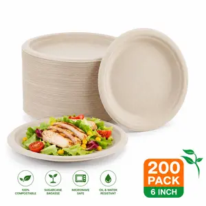 6in/10in 200/500pc Round Paper Plates & Cutlery Sets｜Toxin-Free, Plastic-Free,Rustic Snack Plate,Dinner Plates,Dessert Plates,for Luxury Party Reusable Birthday Thick Sturdy Family Peace Family Peace Thick Sturdy