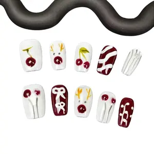 E140 Handcrafted Nail Art - Sweet Cherry - Solid Patch Adhesive for Nail Art Patch Fake.Acrylic Nail Art Remover Wrap Tool