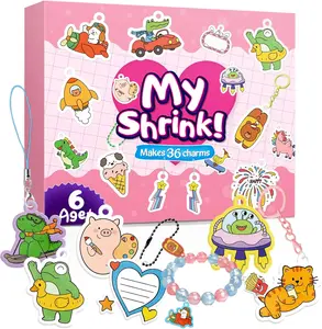 My Shrink! 192 Pcs Shrinking Art Kit with 36 Pre-Cut Shapes, Shrinky Sheets, Hole Punch, Keychain, DIY Craft Set for Kids & Adults Acrylic Stickers
