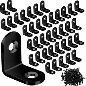 Stainless Steel L-Shaped Corner Brace Set, 90 Degree Right Angle Bracket, Ideal for Wooden Furniture, Cabinets, Drawers, Self Drilling Screws