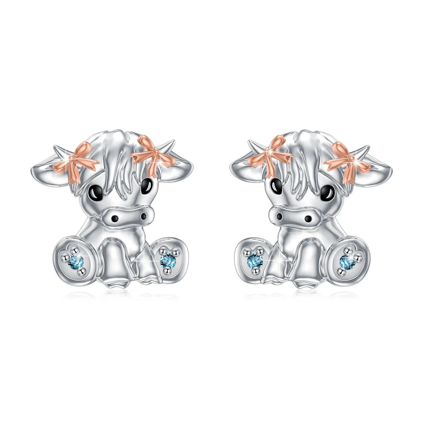 S925 Highland Cattle Earrings Sterling Silver Highland Cattle Earrings Cute Scottish Cattle Earrings for Women Gift with Greeting Card