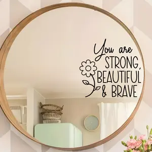 1PC Minimalist Artistic Flower Inspirational Sticker, Suitable for Wooden Frame Mirror/Study Wall/Laptop/Tablet/Luggage Bag/Desktop Ornament, Line Art Quote Decal, Create Your Exclusive Warm Healing Aesthetic Space