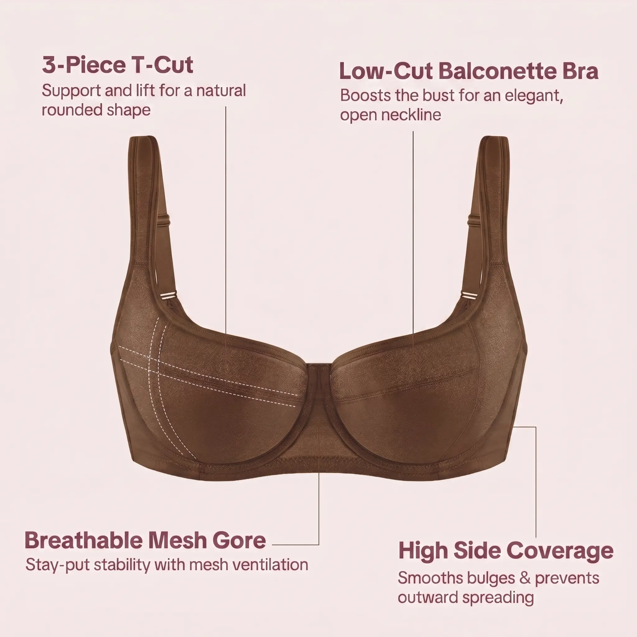 HSIA Starry Night Plus Size 4mm Lightly Padded Balconette Bra