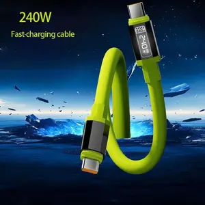 240w PD Fast Charging Cable, 0.3m Dual Type-C Data Line, 480mbps High-Speed Transfer, Soft Silicone for iPhone 16 Pro Max, Samsung, Macbook Pro