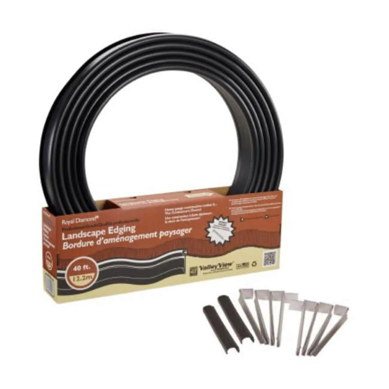 Royal Diamond Professional Lawn Edging, 5 in. x 40 ft. L., Contractor's Choice, Heavy Gauge Construction, Black