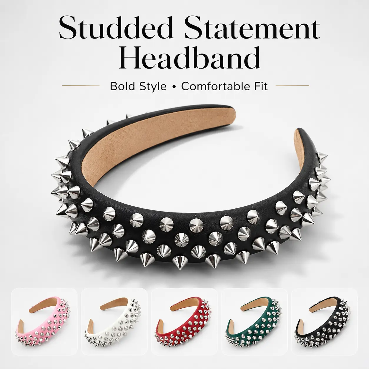 Punk Spiked Headband for Women, Funky Metal Studded Accessory with Soft Padding, Lightweight and Glamorous for Daily Wear, Ideal Womens Gifts, Accessories For Women, Headbands For Women
