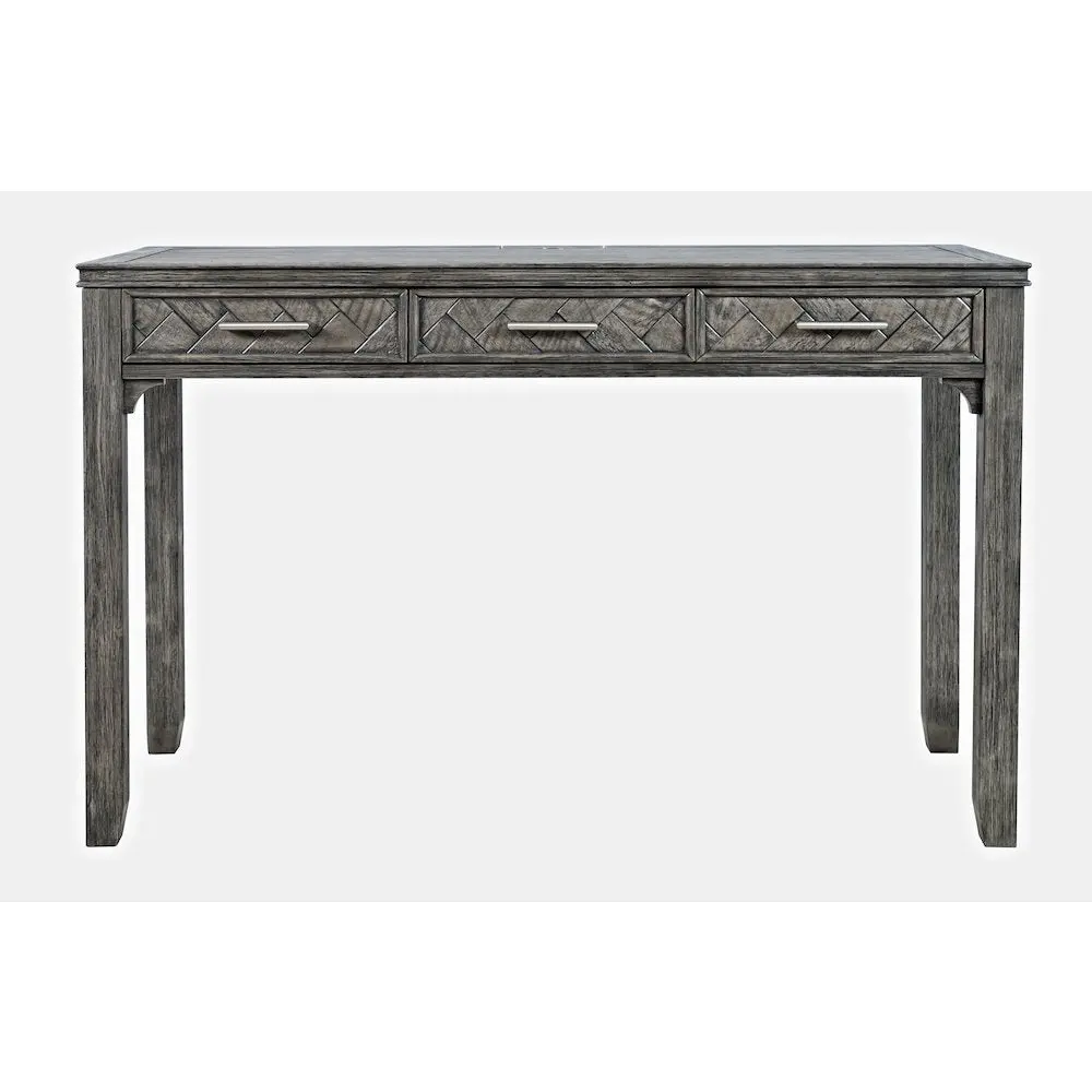Gramercy Mid-Century Modern Chevron Three Drawer USB Charging Desk
