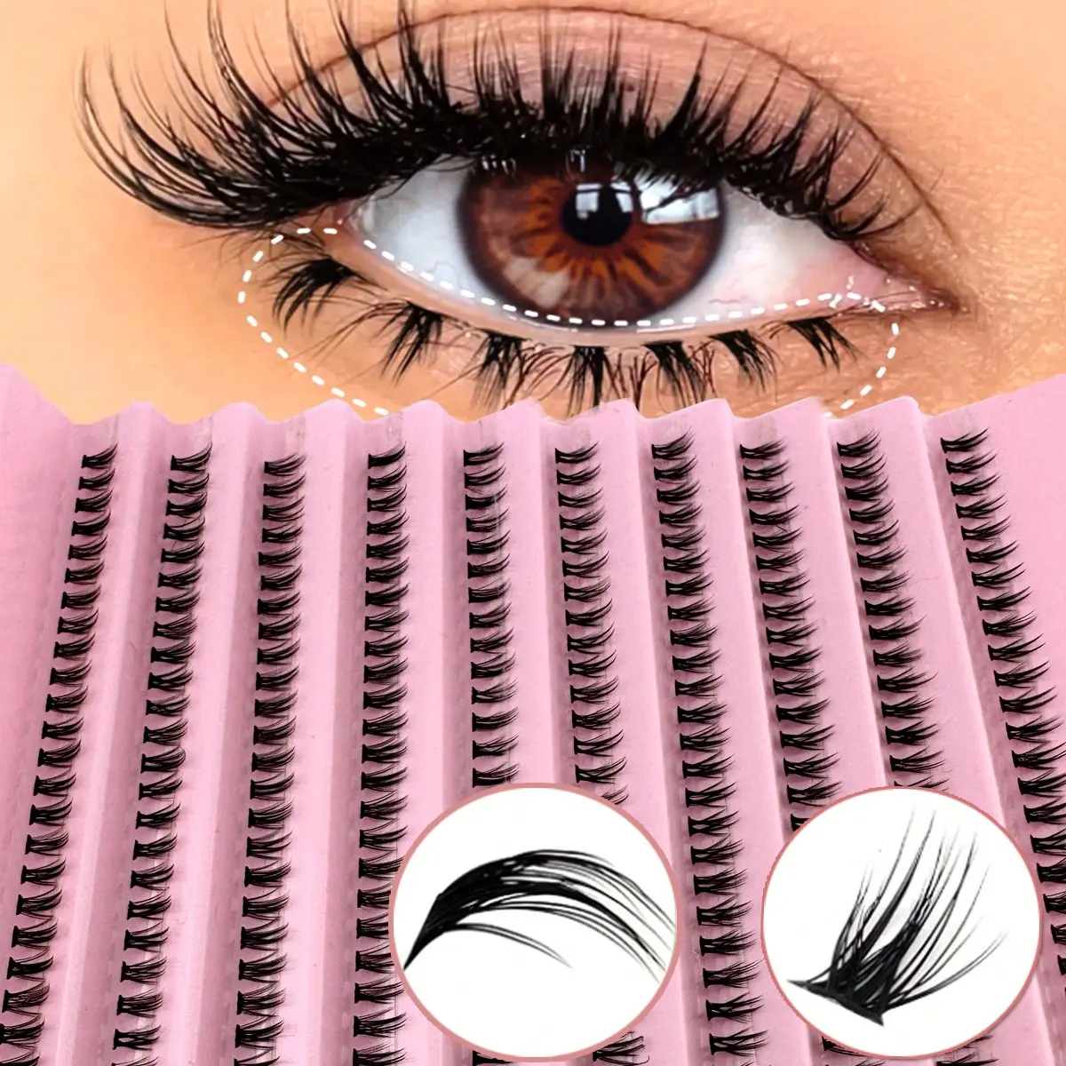 200Pcs C Curl Fluffy Cluster Lashes, False Eyelash Cluster, High Quality Eyelashes - Natural-Looking, Reusable Bottom Lashes, DIY Eyelash Extensions, Salon-Quality, Long-Lasting, Cosmetic Curly Lashes