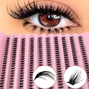 200Pcs C Curl Cluster Lashes Lower Eyelashes - Natural-Looking, Reusable Bottom Lashes, DIY Eyelash Extensions For Beginners Easy To Use, Salon-Quality, Long-Lasting, False Eyelash Extensions Lash Clusters, Cosmetic