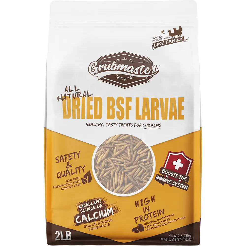 GRUBMASTER Dried Black Soldier Fly Larvae Dry Food - Natural, High-Protein Worms for Chickens, Feeding Goose & Backyard Livestock, Immune Support Farm Animal & Poultry Pet Supplies