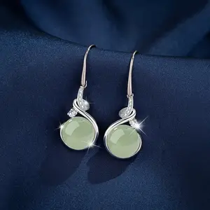 Classic Vintage Green Jade Earrings Retro Minimalist Design Elegant Accessory,Fashion Accessories for Outdoor,woman trendy fashion jewelry,Suitable for daily use