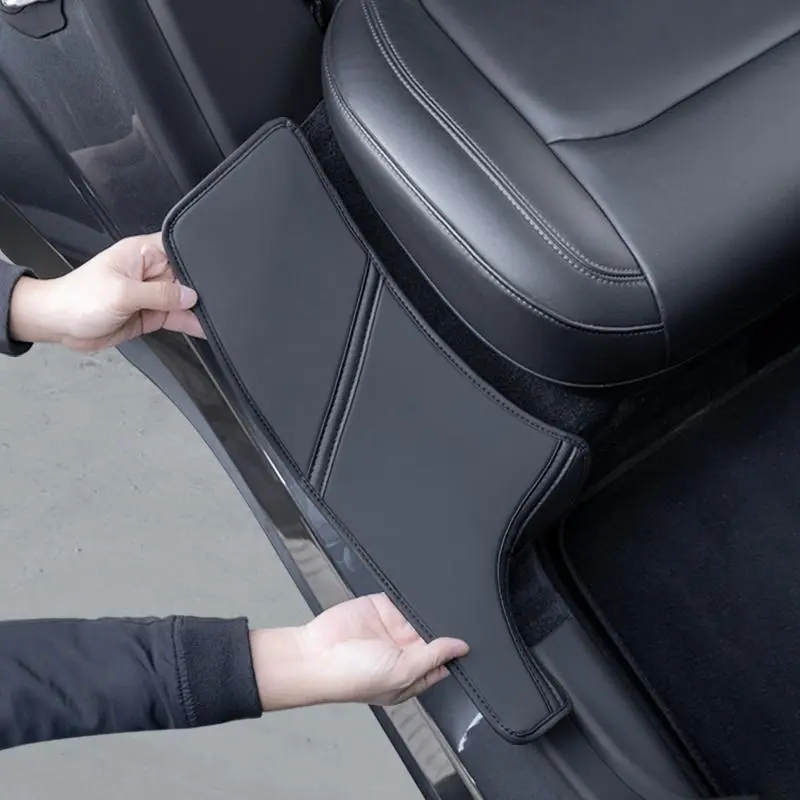 2 pieces, black threshold pad, suitable for 2021-2024 Tesla Model Y rear door threshold protection pad, welcome pedal suede protection pad, anti stepping and dustproof pad, threshold pad, Automotive Car Accessories