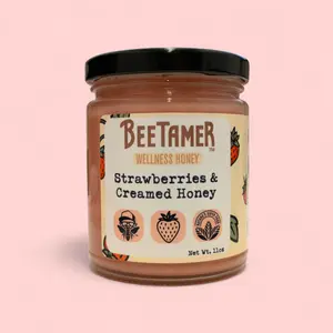 BeeTamer's Strawberries & Cream – Raw Creamed Honey with Real Strawberry Powder 11oz