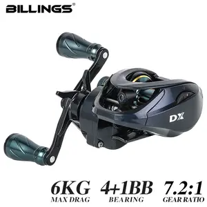 BILLINGS DX Series 7.2:1 Gear Ratio 13LB Max Drag Baitcasting Reel, 4+1 Ball Bearings,Fishing Reel for Freshwater Saltwater, Outdoor Fishing Accessories, Fishing Supplies, Fishing Gear Set, Fishing Tackle, Fishing Equipment