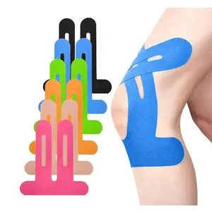 Precut Kinesiology Tape for Knees, 10 Pcs - Knee Support & Stability, Knee Pain Relief Athletic Tape - Waterproof & Elastic, Breathable Hypoallergenic Latex-Free Tape, Black  Waterproof Elastic Kinesiology Tape for Knees