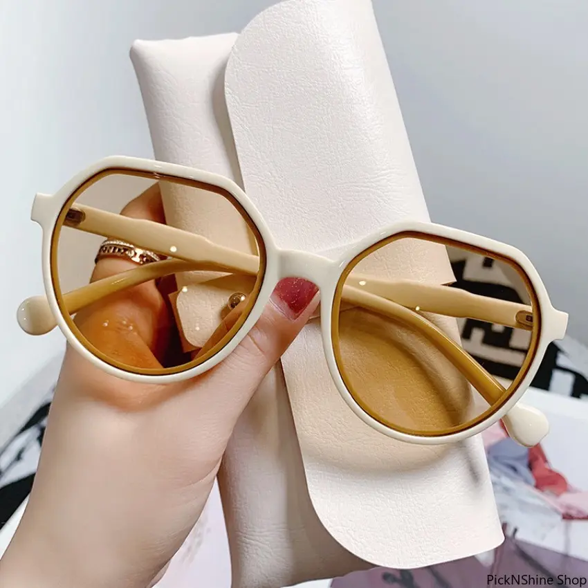 Unisex Fashion Sunnies - Jelly Frame, Lightweight Brown Oval Non-Prescription UV-Protective Glasses for Travel, Driving, Uv Protection, Accessory Non-Prescription Glasses, Eyewear Fashion, Casual Frames & Glasses