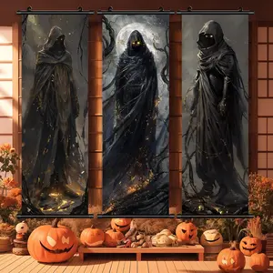 Halloween Hanging Banner, 3 Counts/set Dark Ghost Pattern Wall Decor, Horror  Posters for Home Living Room Office Dormitory Festival Party Decoration