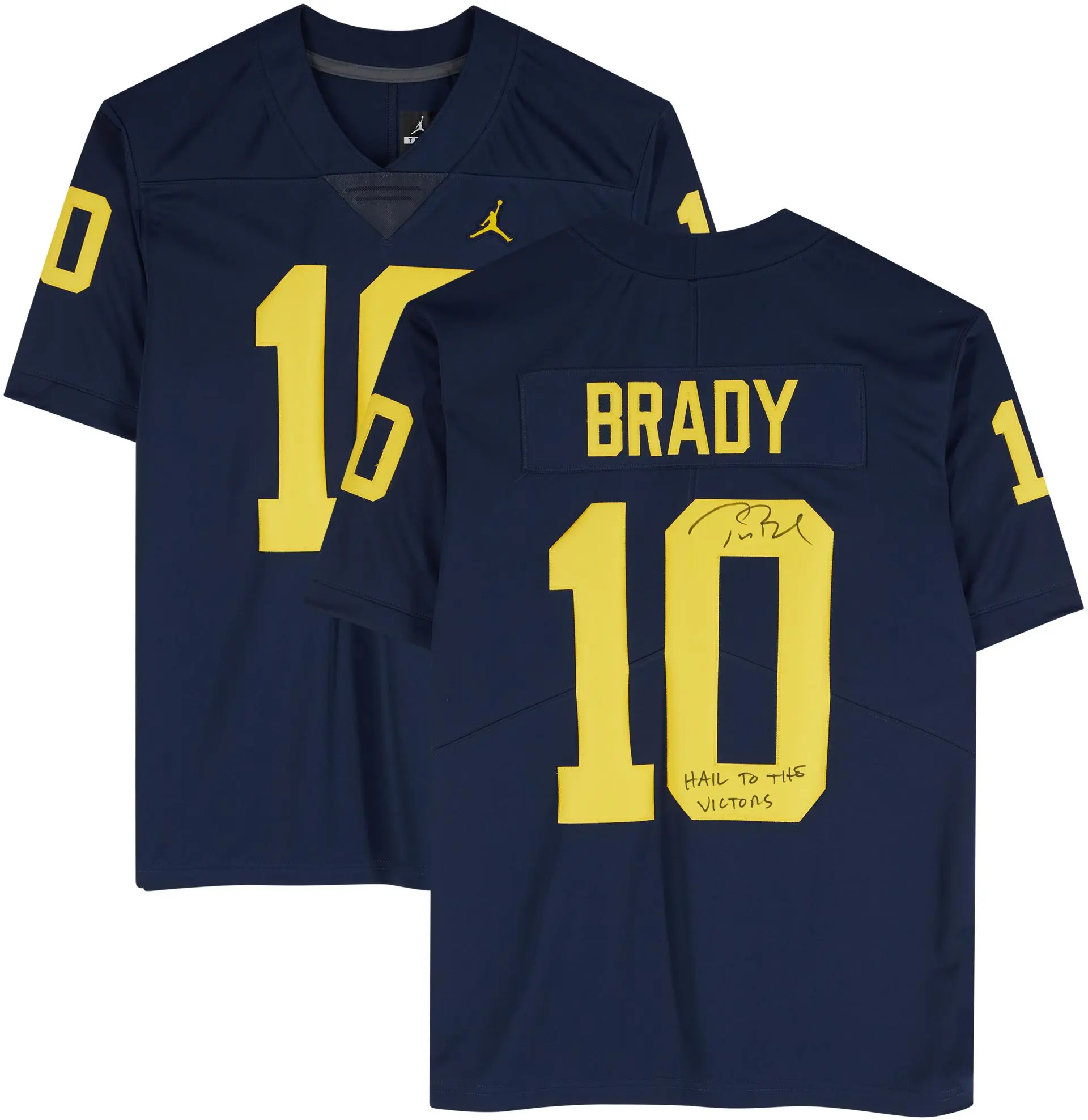 Tom Brady Michigan Wolverines Autographed Nike Navy Limited Jersey with "Hail to the Victors" Inscription - Fanatics Authentic Certified