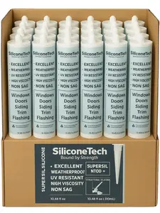 SupersilN100+ Silicone Sealant, UV Resistant, High Viscosity, Waterproof, 10.48 fl oz, for Windows, Doors, Siding, Trim, Flashing, Universal Versatile Adhesive White, Clear, Black