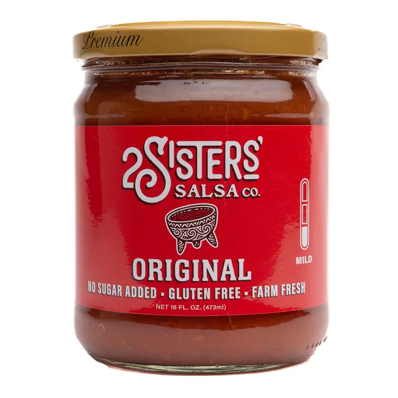 2 Sisters' Original Salsa - Farm-to-Table Freshness, No Sugar Added, Gluten-Free, Cajun-Inspired Dip, 16 oz Jar